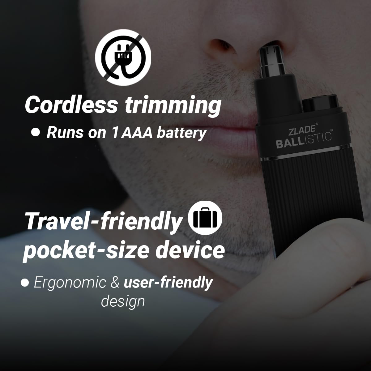 ZLADE Ballistic Turbo 3.0 Full Body & Facial Hair Trimmer Kit - Waterproof Electric Grooming Set for Men with Nose Ear Trimmer - Perfect for Travel, Gym & Home Use