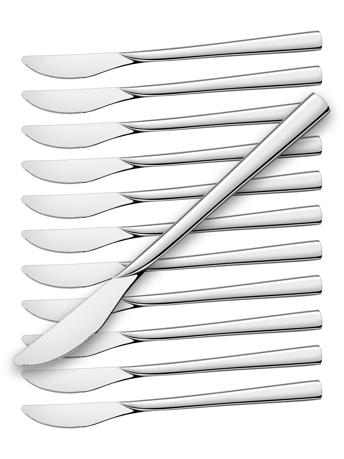 Premium 12-Piece Stainless Steel Dinner Knives Set - Food Grade, Mirror Polish, Dishwasher Safe (8.5 Inch) - Perfect for Home, Kitchen, Restaurant & Catering Use