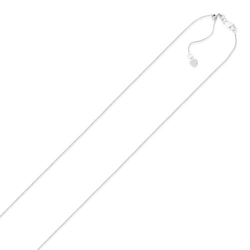14K White Gold Adjustable Cable Chain Necklace 0.9mm Thin Dainty 22 Inch - Perfect for Layering, Everyday Wear & Gift Giving