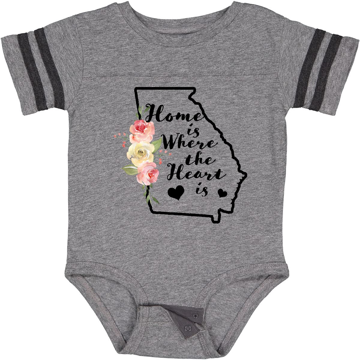 Inktastic Georgia Home Where The Heart is Watercolor Floral Baby Bodysuit - Soft Cotton Onesie for Newborns, Infants & Toddlers - Perfect for Family Photos, Birth Announcements & Special Occasions