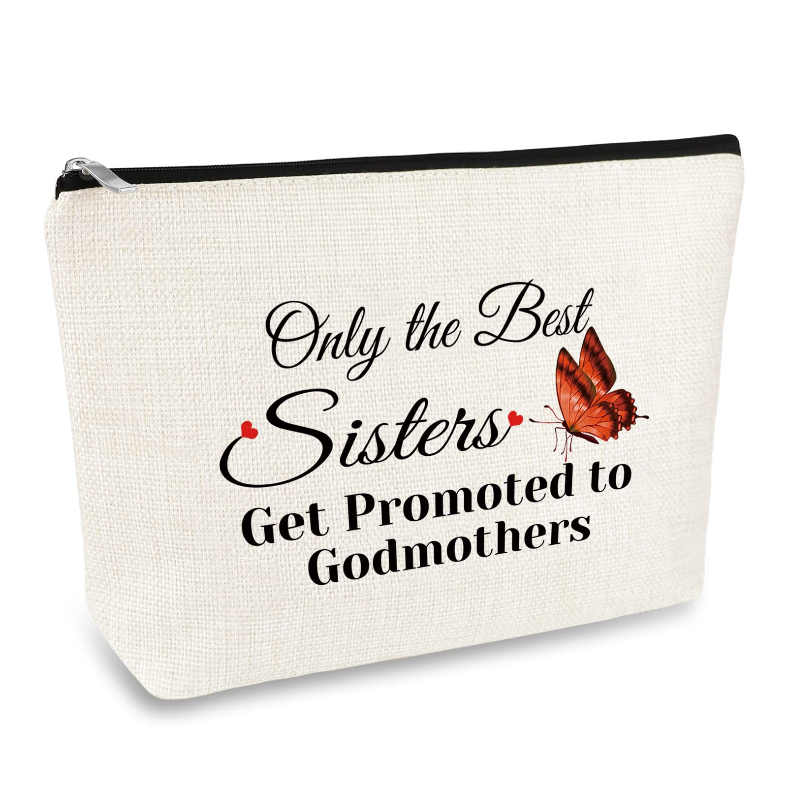 Godmother Gift Set - Elegant Makeup Bag & Travel Pouch for Sister, Friend - Perfect for Pregnancy Announcement, Baptism, Mother's Day, Christmas & Birthday - Thoughtful Appreciation Gifts for Women