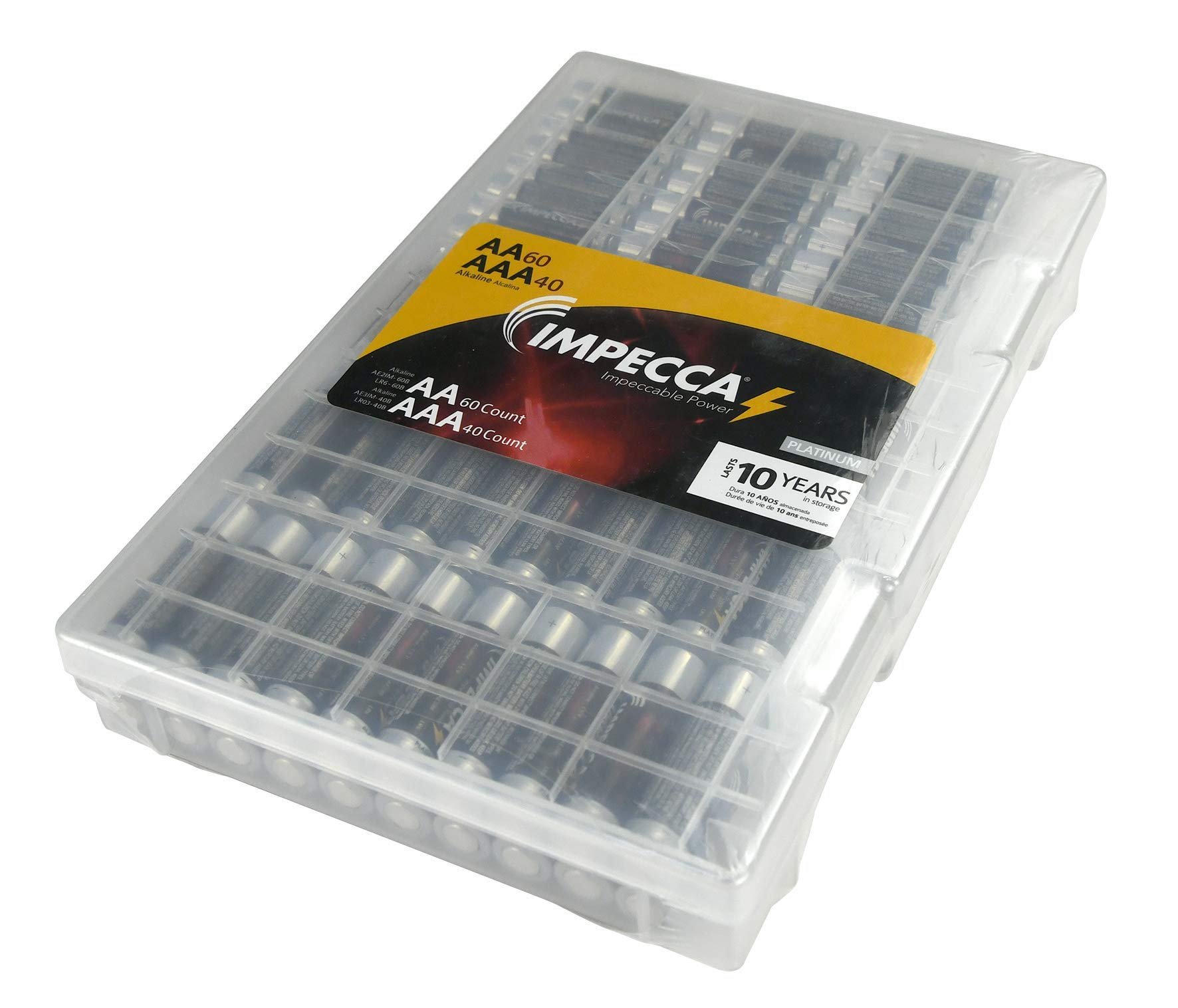Impecca AA & AAA Alkaline Batteries Combo Pack (100 Count) - 60 AA & 40 AAA High-Performance Batteries with Leak-Resistant & Long-Lasting Technology - Perfect for Toys, Remote Controls, Flashlights & Electronic Devices