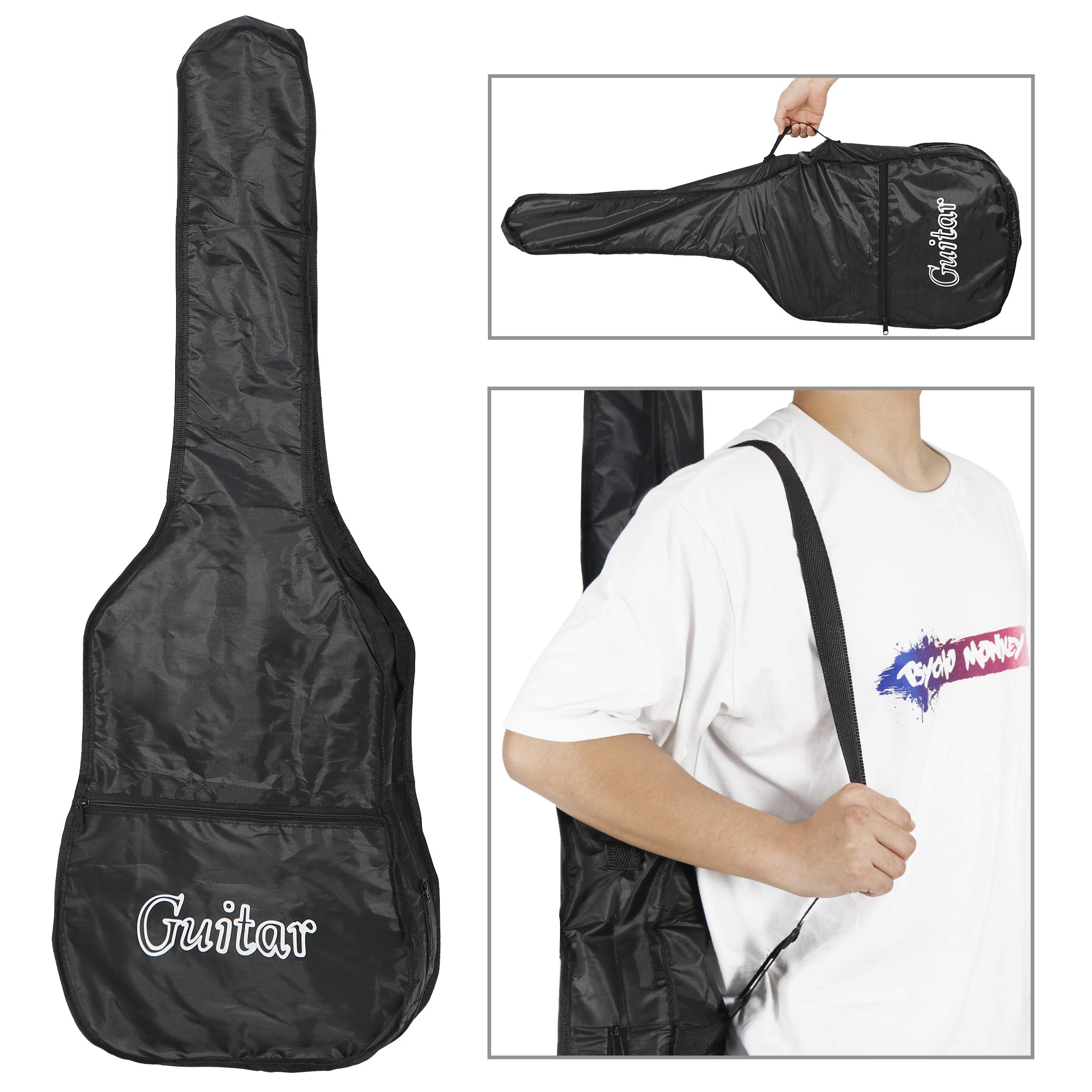 Smartxchoices 38 Inch Acoustic Guitar Bundle for Beginners - 6 String Right-Handed Guitar with Gig Bag, Strap, Pitch Pipe, Extra Strings & Picks - Ideal for Kids, Students, Youths & Adults (Black) | Perfect for Home Practice, Music Lessons & Outdoor Performances