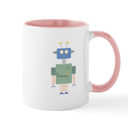White/Pink Inside - Robot Mugs
