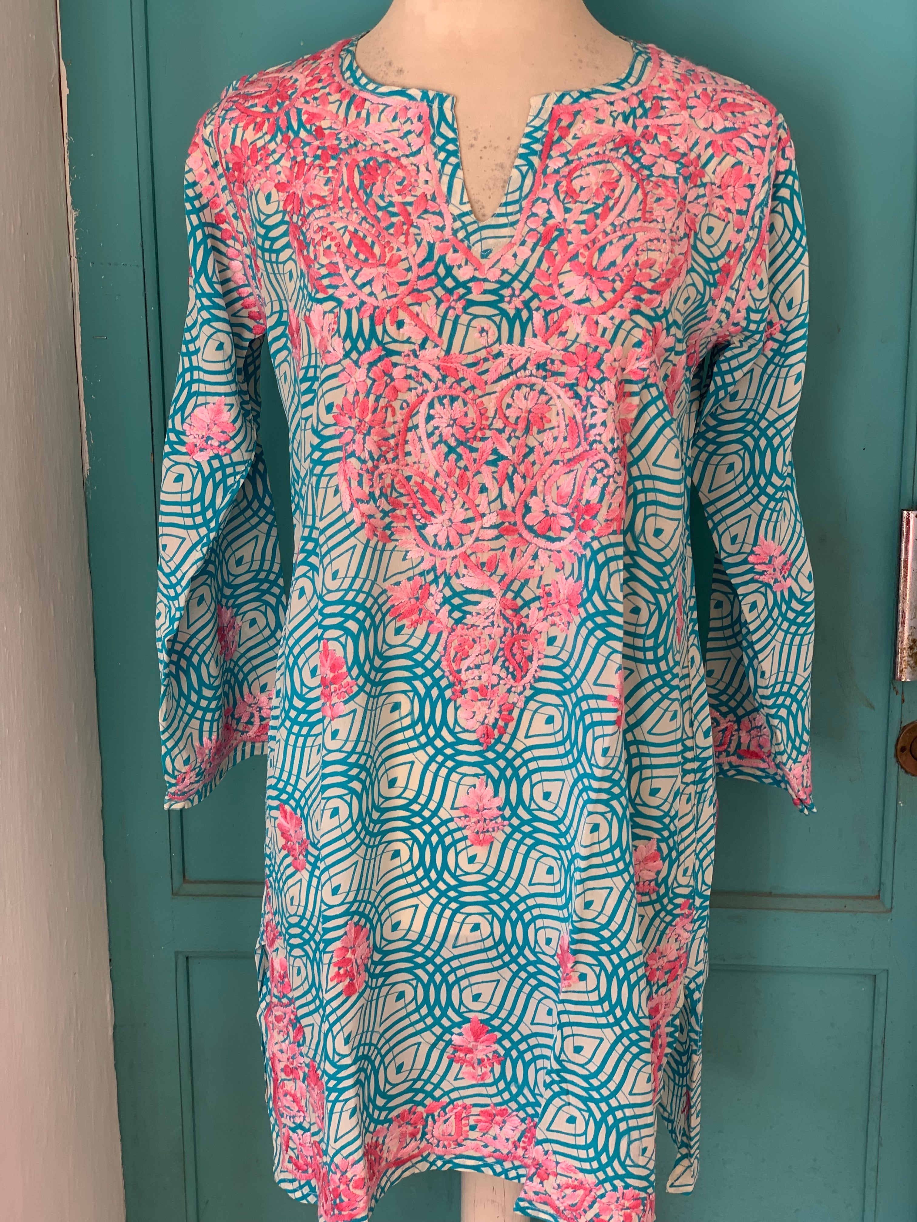 Luxury Resortwear Silk Tunic with Exquisite Hand Embroidery - Elegant Beach Cover Up for Vacations & Summer Parties
