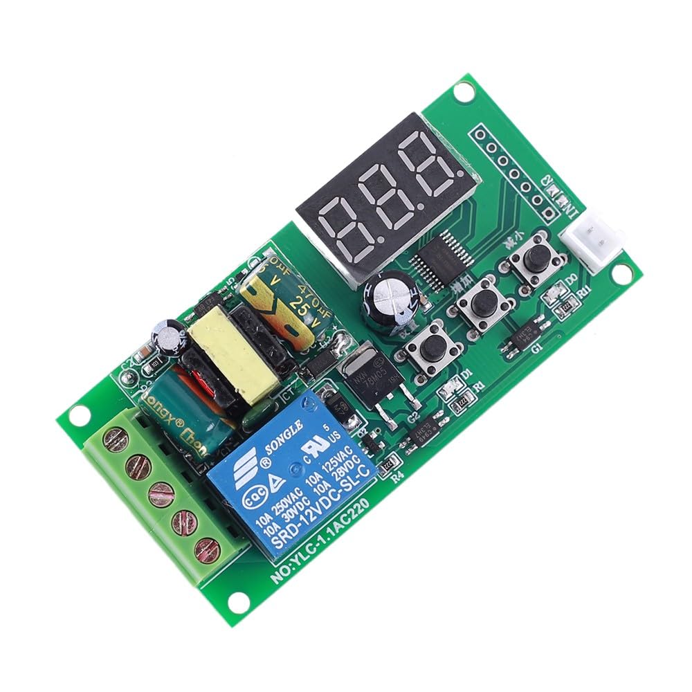 DONGKER YLC-1.1AC220 Timer Relay Switch Module - AC 85V-265V LED Display & Button Control for Home Automation, Industrial Equipment, and DIY Projects