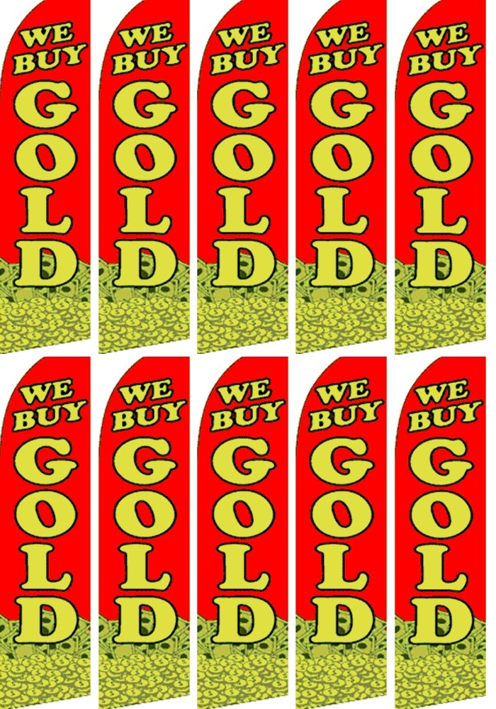 10 Pack Swooper Flutter Flags - Red, Yellow, Green - Premium Quality for Outdoor Decor, Parties & Events - WE BUY GOLD