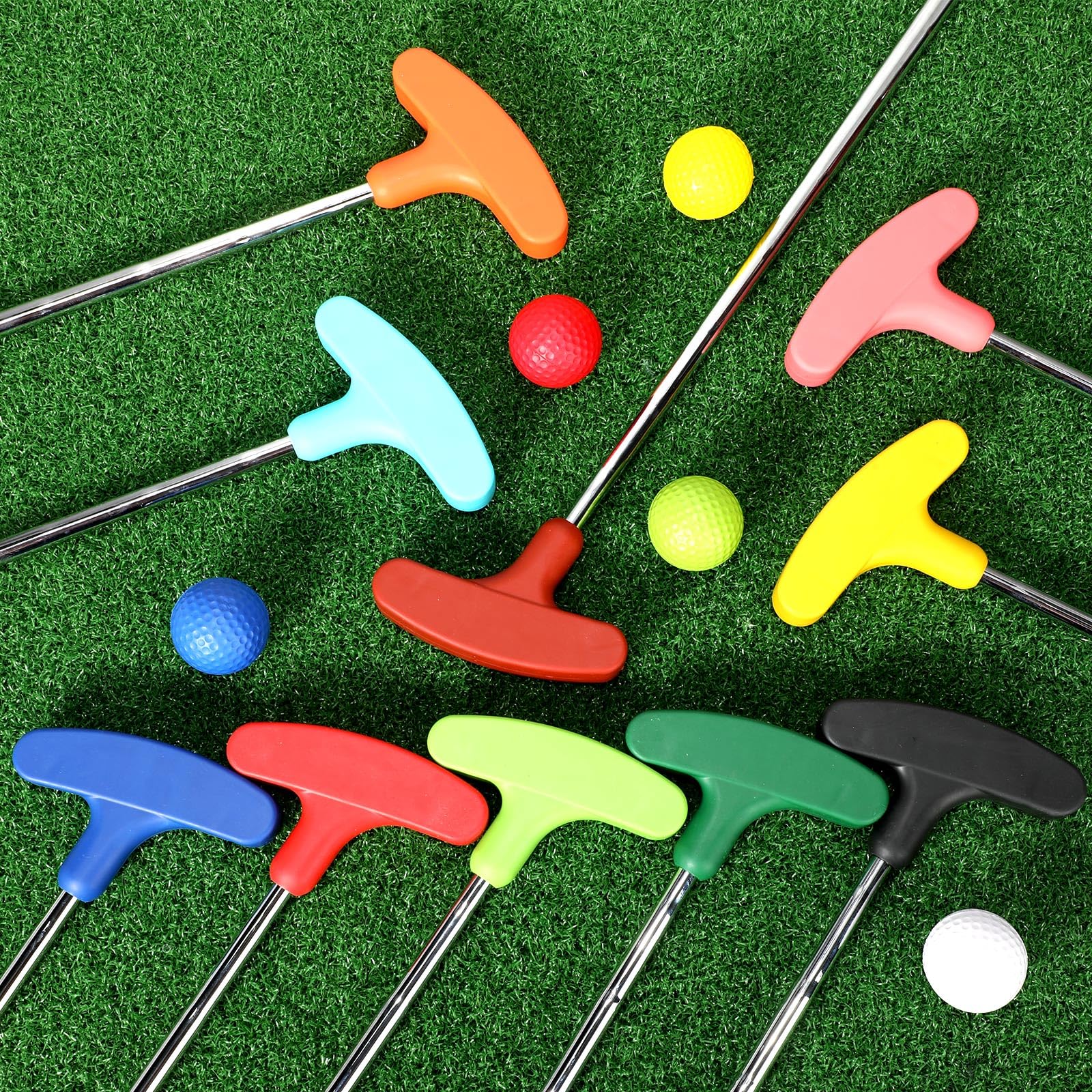 10 Pack Junior Golf Putters with Practice Balls - Left & Right Handed Mini Golf Clubs for Kids, Teens & Adults | Perfect for Backyard Practice, Indoor Training & Family Fun Games