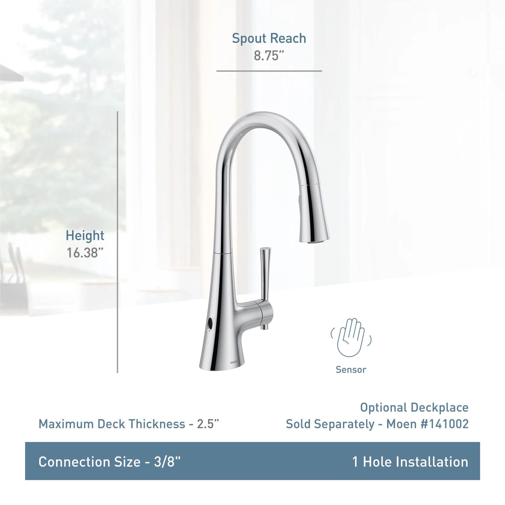 Moen 9126EWBL Kurv Collection Motionsense Wave Sensor Touchless One-Handle High Arc Pull-Down Modern Kitchen Faucet with Power Clean Technology in Matte Black - Perfect for Hands-Free Dishwashing and Modern Home Kitchens