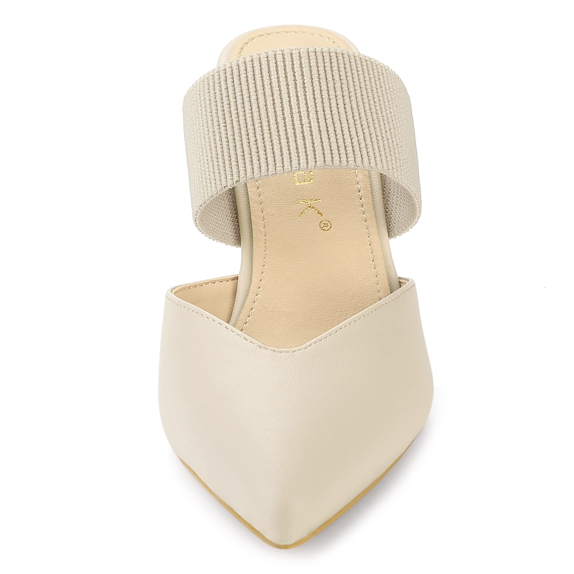 Allegra K Women's Pointed Toe Elastic Strap Stiletto Heel Mules - Comfortable Dressy Slide Sandals for Office, Party & Evening Wear