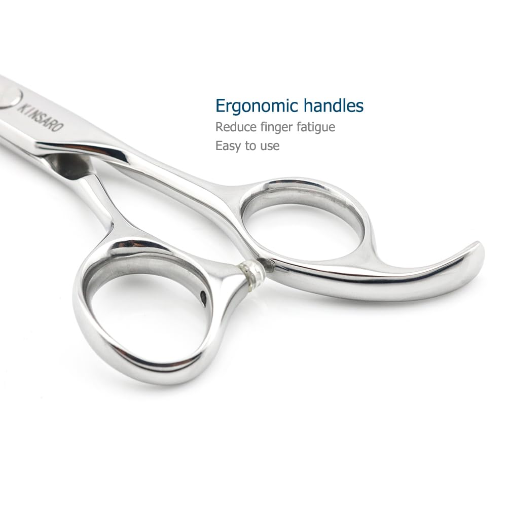 Professional 6 Inch Barber Scissors - 440C Stainless Steel Hair Cutting Shears for Stylists & Hairdressers - Precision Haircutting Tools for Salon, Home & Professional Use - KINSARO