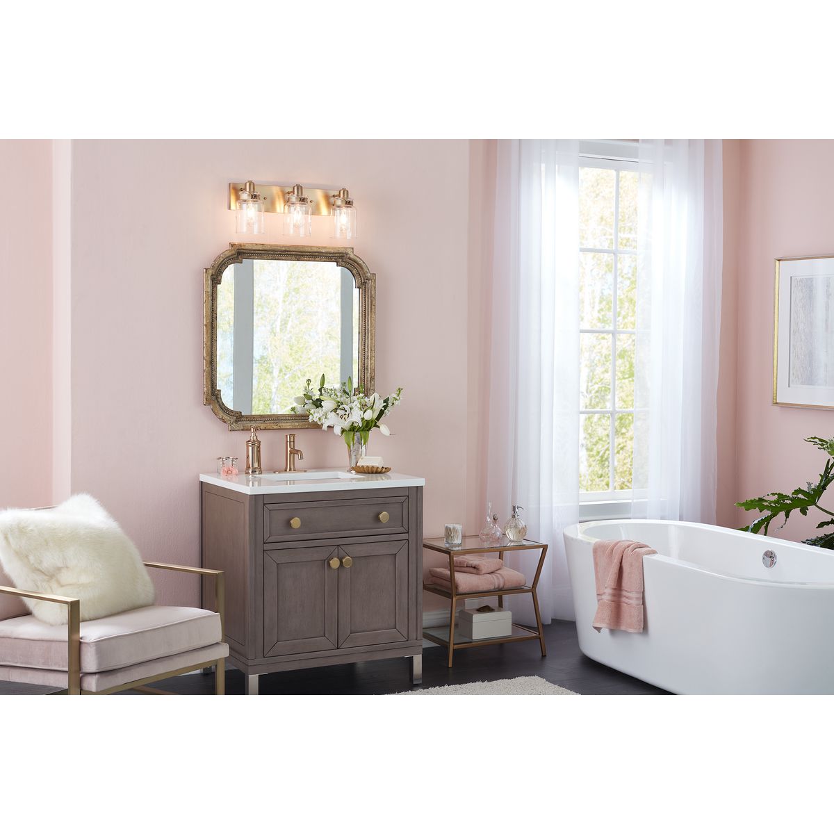 Calhoun Collection 3-Light Clear Glass Bathroom Vanity Light Fixture - Perfect for Modern Bathroom, Powder Room, and Dressing Area Lighting