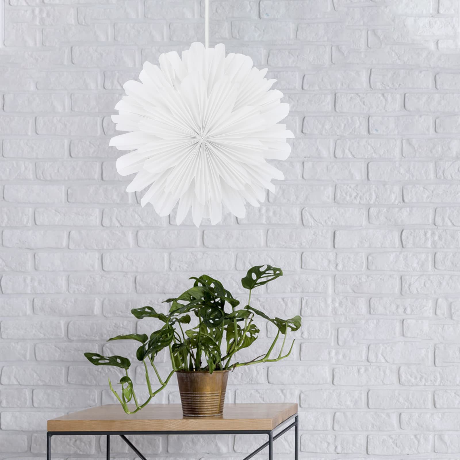 White Origami Hanging Lampshade DIY Puzzle Pendant Light - Modern Ceiling Chandelier & Decorative Paper Lamp for Living Room, Bedroom, Sofa