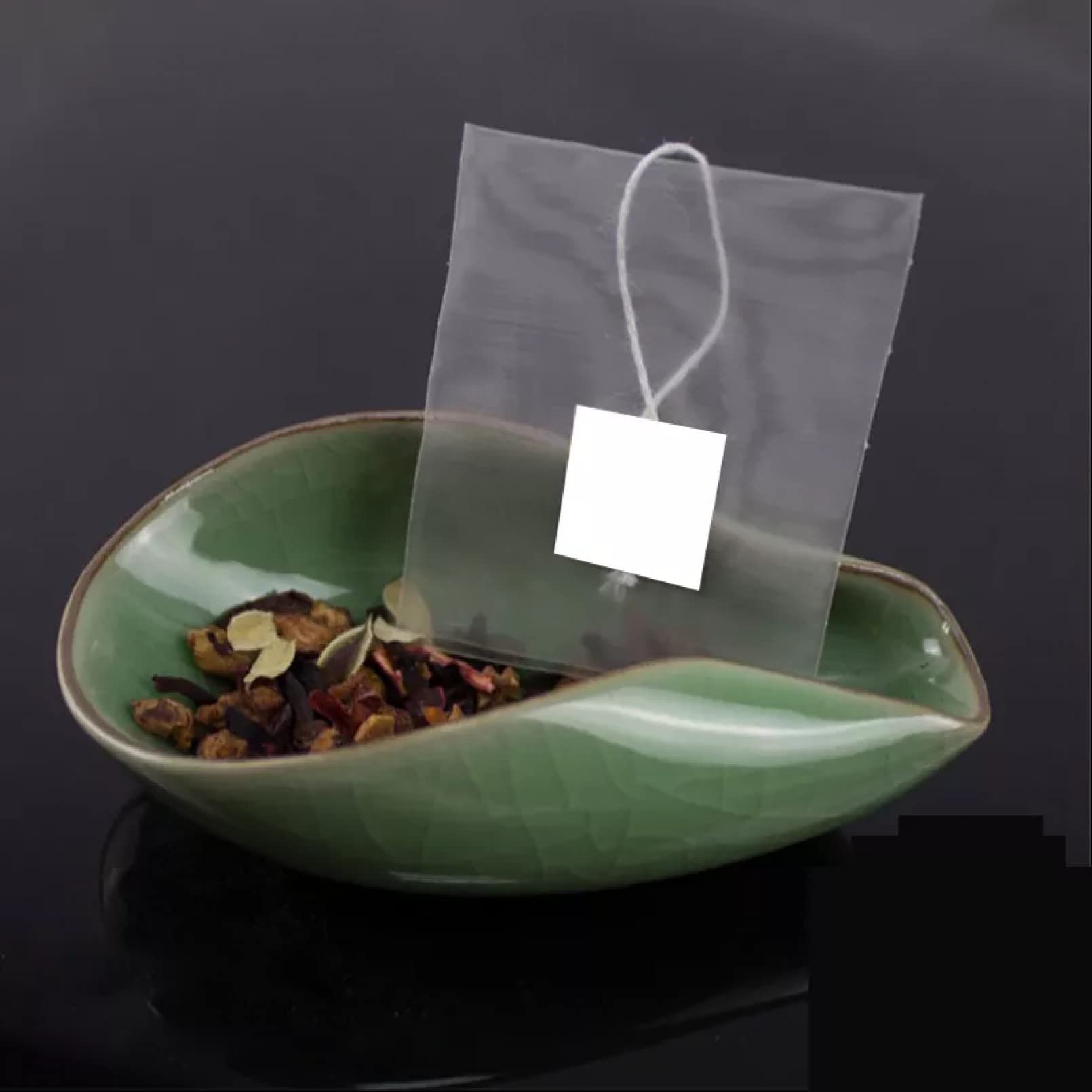 100Pcs Pyramid Tea Bag Filters - Nylon Empty Tea Bags with Single String & Label for Loose Leaf Tea | Perfect for Home Brewing, Gift Packaging & Tea Business Supplies