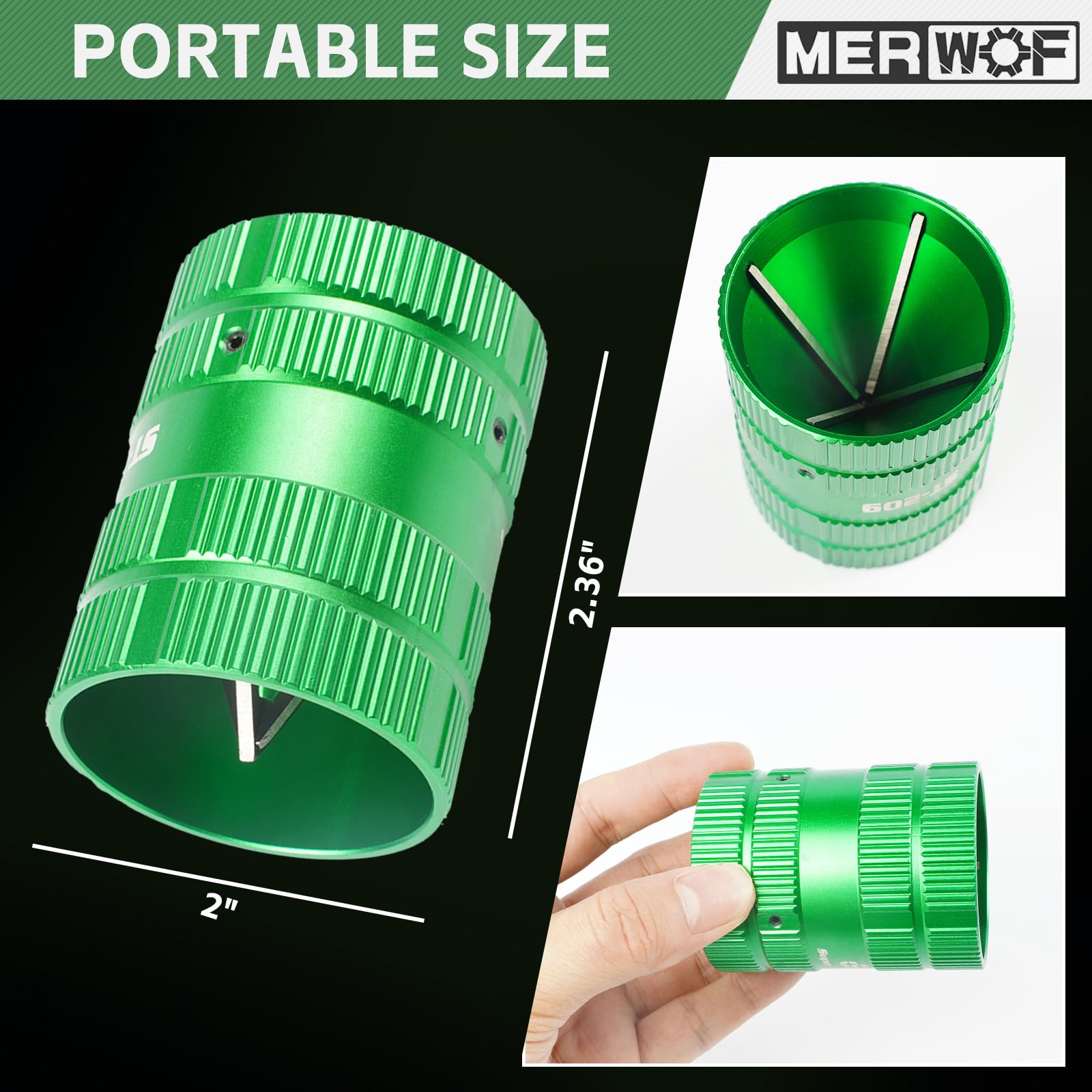 Professional Metal Pipe Reamer Tool for Copper & PVC Pipes - 1/4” to 1-5/8” Inner/Outer Deburring & Chamfering Kit - Essential Plumbing Tools for Smooth Pipe Ends (Green) - Perfect for DIY Home Repairs, Plumbing Installations & HVAC Maintenance