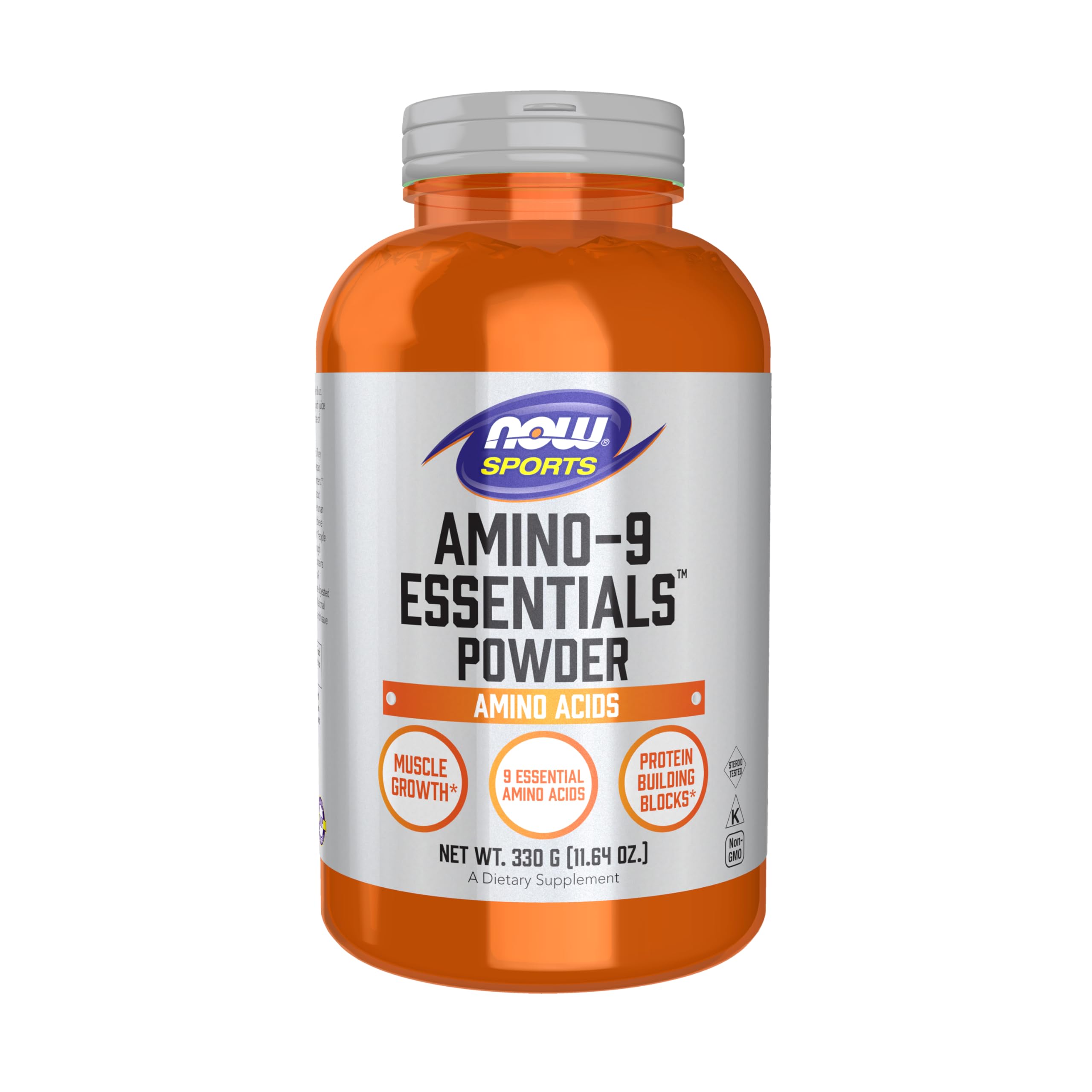 NOW Foods Amino-9 Essentials™ Powder - 330g Sports Nutrition Supplement for Enhanced Protein Synthesis & Muscle Recovery | Pre/Post Workout & Active Lifestyle Support