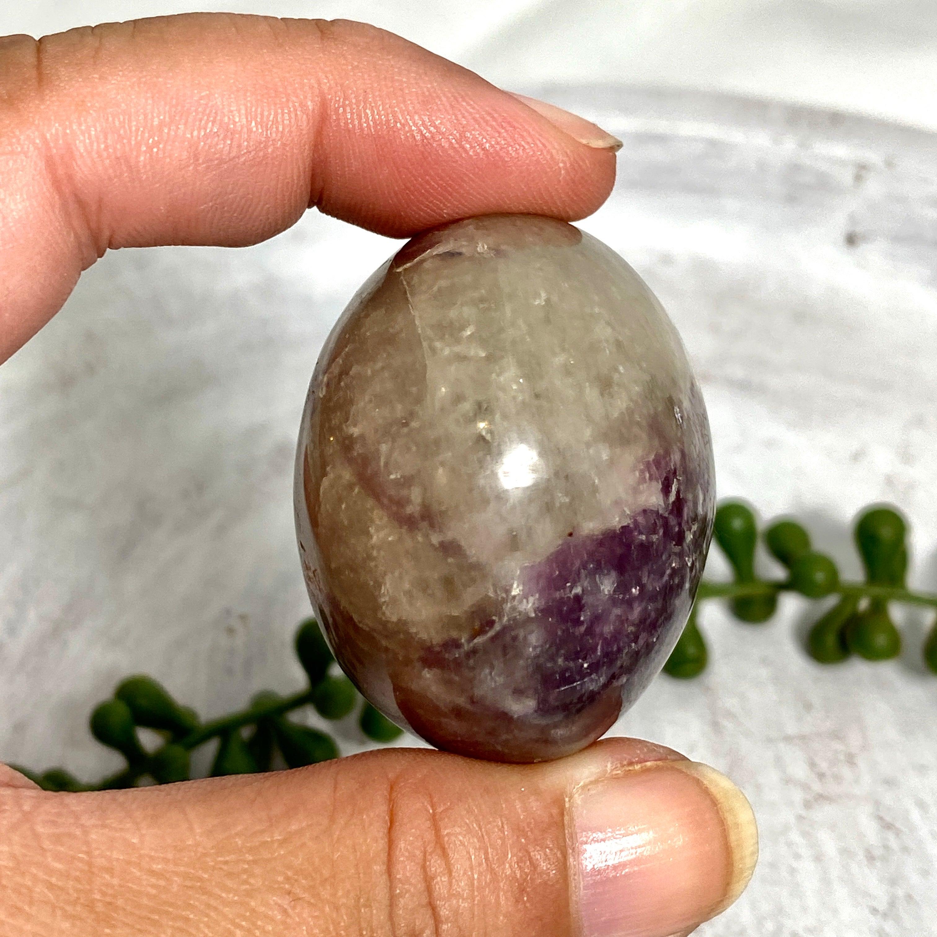 Natural Smokey Lepidolite Palm Stones - Healing Crystals for Stress Relief & Emotional Balance | Perfect for Meditation, Reiki, and Home Decor