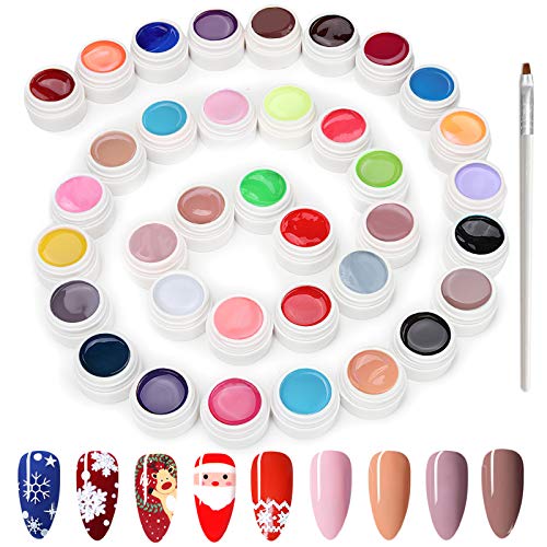 36 Colors 8ML Gel Nail Polish Kit with UV LED Nail Glue & Brush - Professional Nail Art Pigment Set for DIY Manicure - Perfect Gift for Women, Wife, Girlfriend, Daughter - Home Salon & Party Nail Design