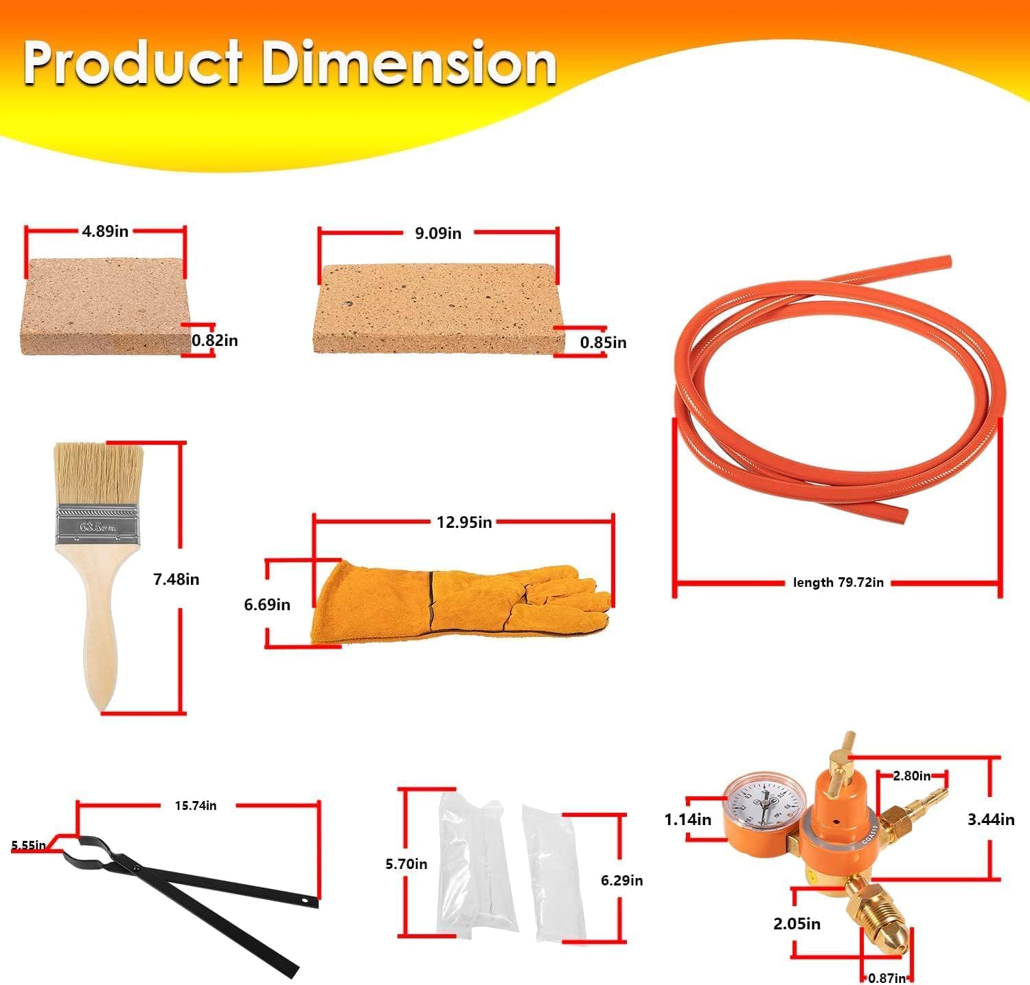High-Temperature 2700℉ Propane Forge with 3 Burners - Large Square Blacksmith Gas Forge Kit with V-Bit Tongs & Leather Gloves - Perfect for Farrier Work, Knife Making, and Metal Tool Crafting - Ideal for DIY Blacksmithing, Jewelry Making, and Metalworking Projects