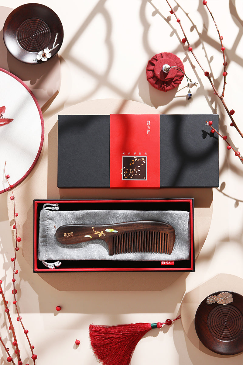 Premium Handcrafted Koi Fish Wooden Comb for Hair Care - Natural & Smooth Detangling - Perfect for Daily Styling, Gifts, and Japanese Culture Enthusiasts