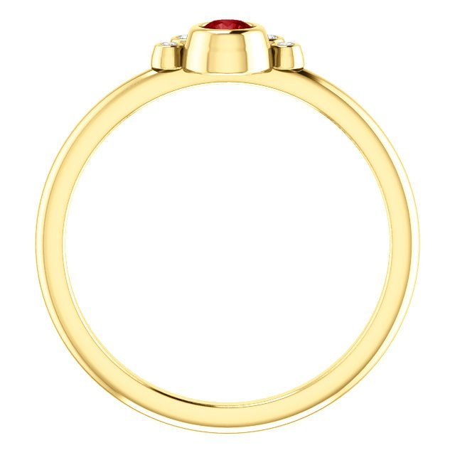 14K Gold 0.16ct Ruby & 0.04ctw Diamond Bezel Set Stackable Ring for Women - Elegant Layering Jewelry for Everyday Wear, Anniversary Gifts & Special Occasions