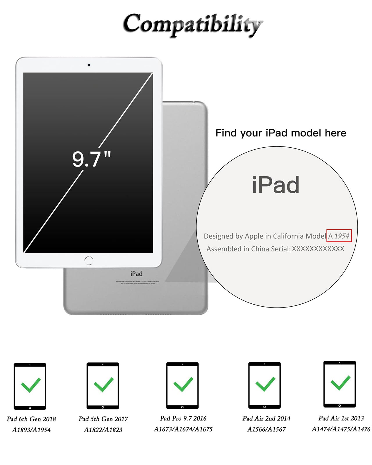 Premium Wireless Keyboard Case for iPad 6th/5th Gen & iPad Air 2 9.7
