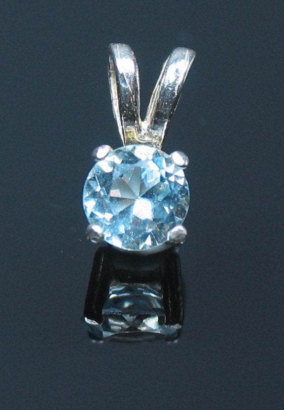 Solid Sterling Silver or 14K White/Yellow Gold Natural Sky Blue Topaz 4mm Round Dangle Pendant Solitaire VVS - Elegant Children's Jewelry for Birthdays, Baptisms & Special Occasions