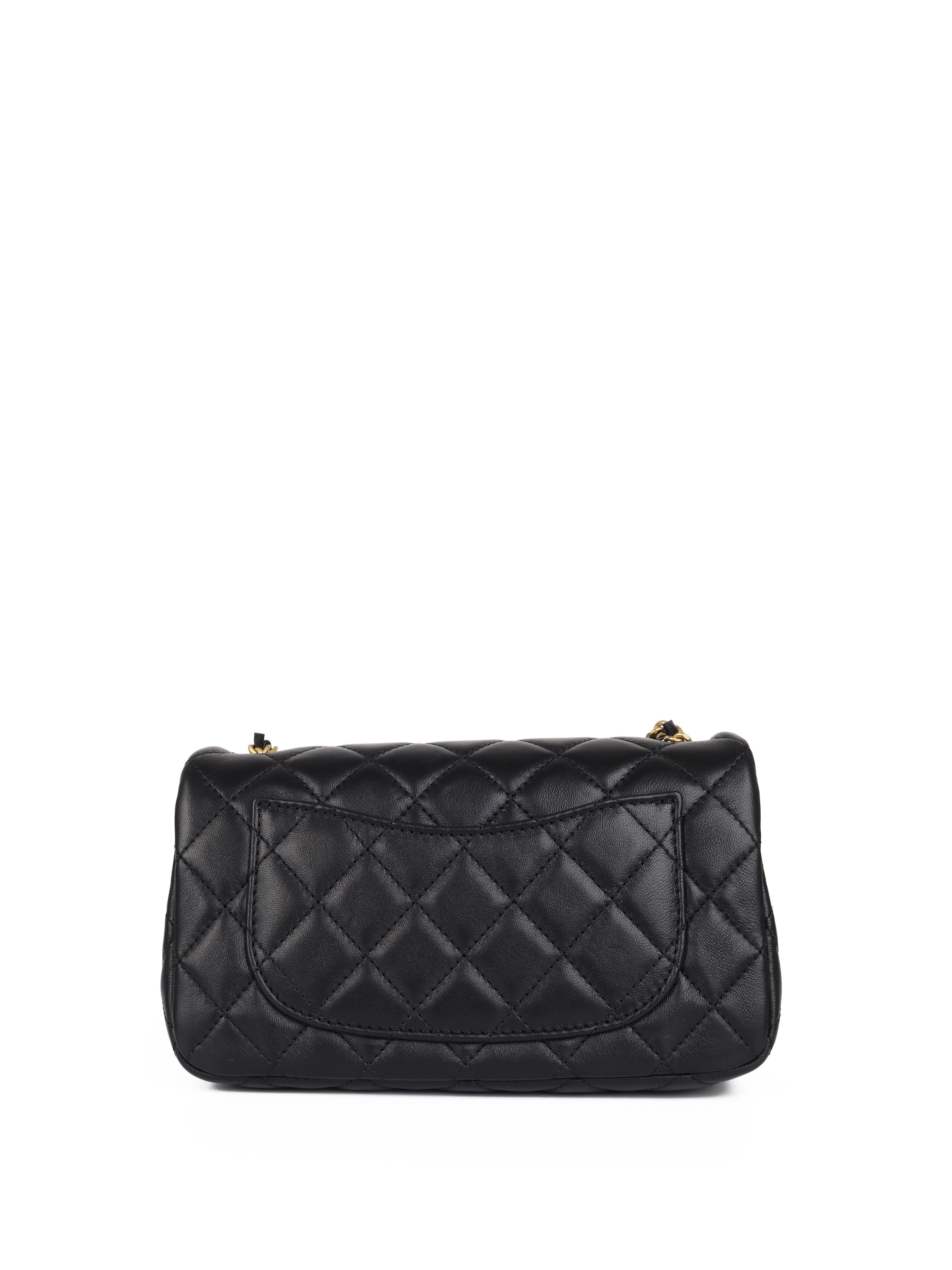 Chanel Black Mini Classic Flap Bag with Pearl Crush Chain - Luxury Crossbody Purse for Women | Perfect for Evening Parties, Date Nights & Special Occasions