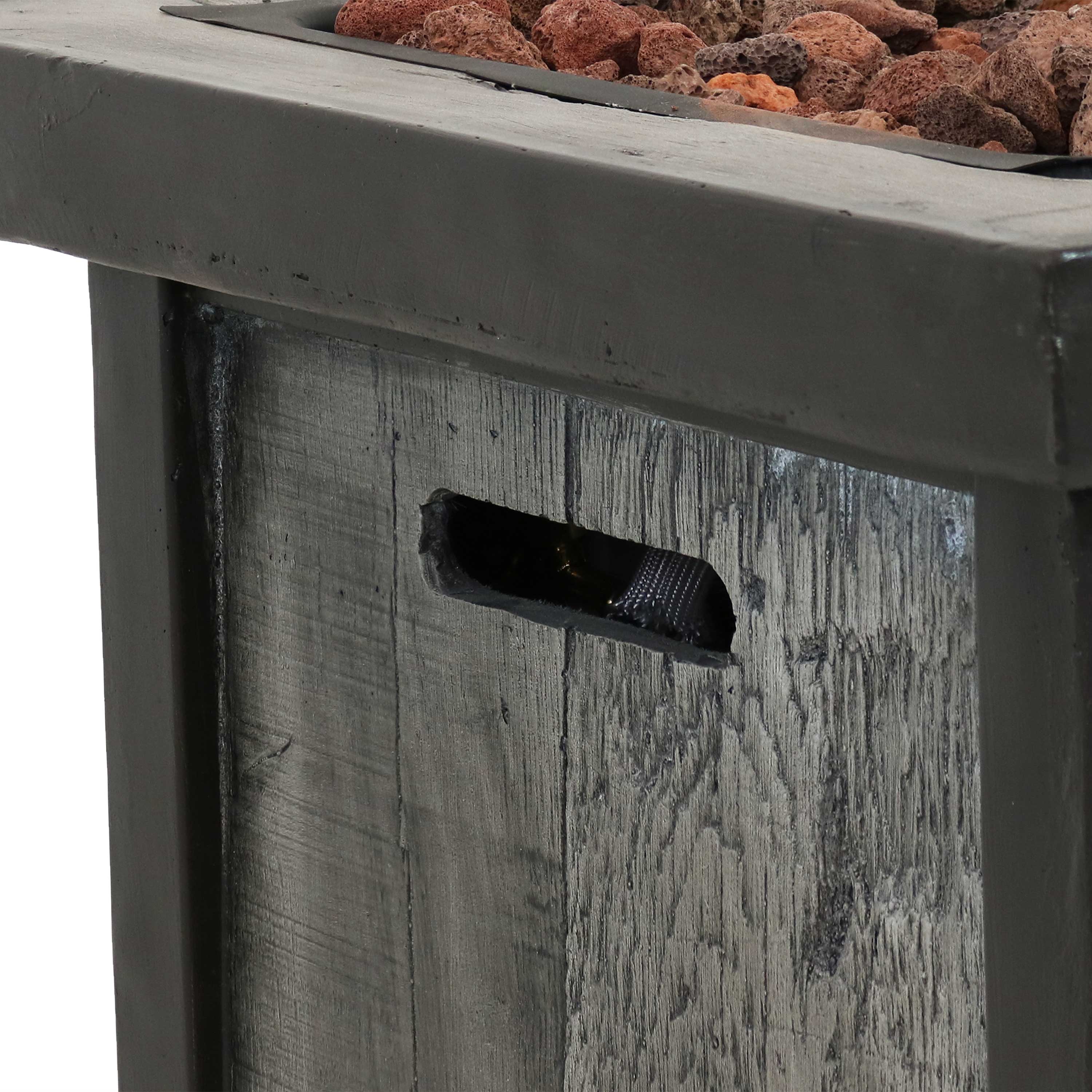 Sunnydaze Outdoor Propane Gas Fire Pit Table with Weathered Wood Look - 25 Inch Square Patio Heater for Backyard, Deck, Garden - Perfect for Outdoor Gatherings & Relaxation