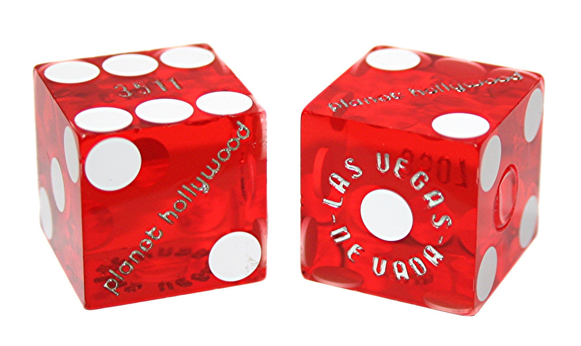 19mm Professional Craps Dice Pair with Matching Serial Numbers - Authentic Las Vegas Casino Table-Played Dice (Red Polished) - Perfect for Casino Games, Home Poker Nights, and Tabletop Gaming