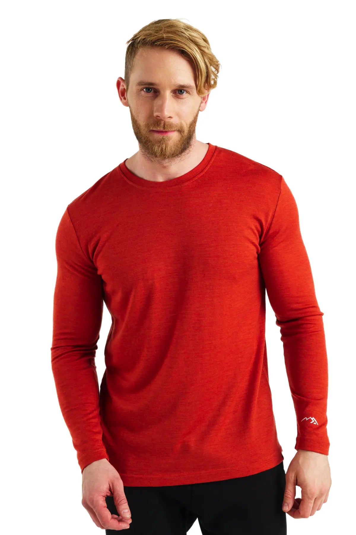 Men's Merino Wool Long Sleeve Shirt - 165 Chili Red - Warm & Comfortable Base Layer for Hiking, Camping & Winter Outdoor Activities