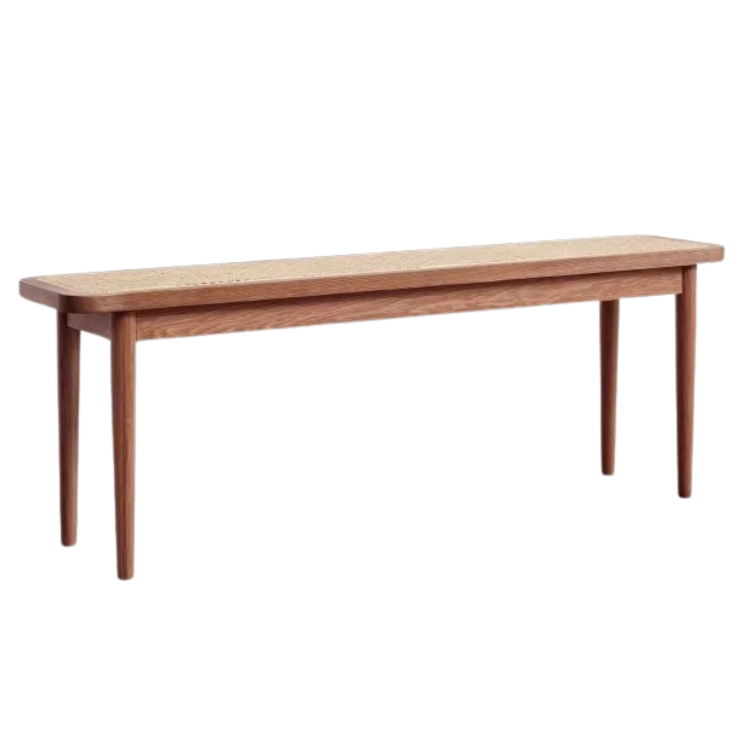 Solid Oak Wood Rattan Bench - Rustic Entryway, Patio, or Garden Seating - Handwoven Wicker Design for Indoor and Outdoor Use