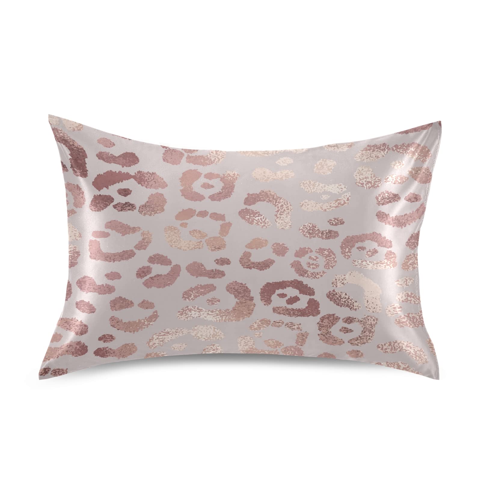ALAZA Satin Pillowcase for Hair and Skin - Rose Gold Leopard Print Soft Pillow Cover 26x20 Inches | Standard Size Silk Pillow Case for Women & Men | Perfect for Bedroom, Travel & Gift Giving