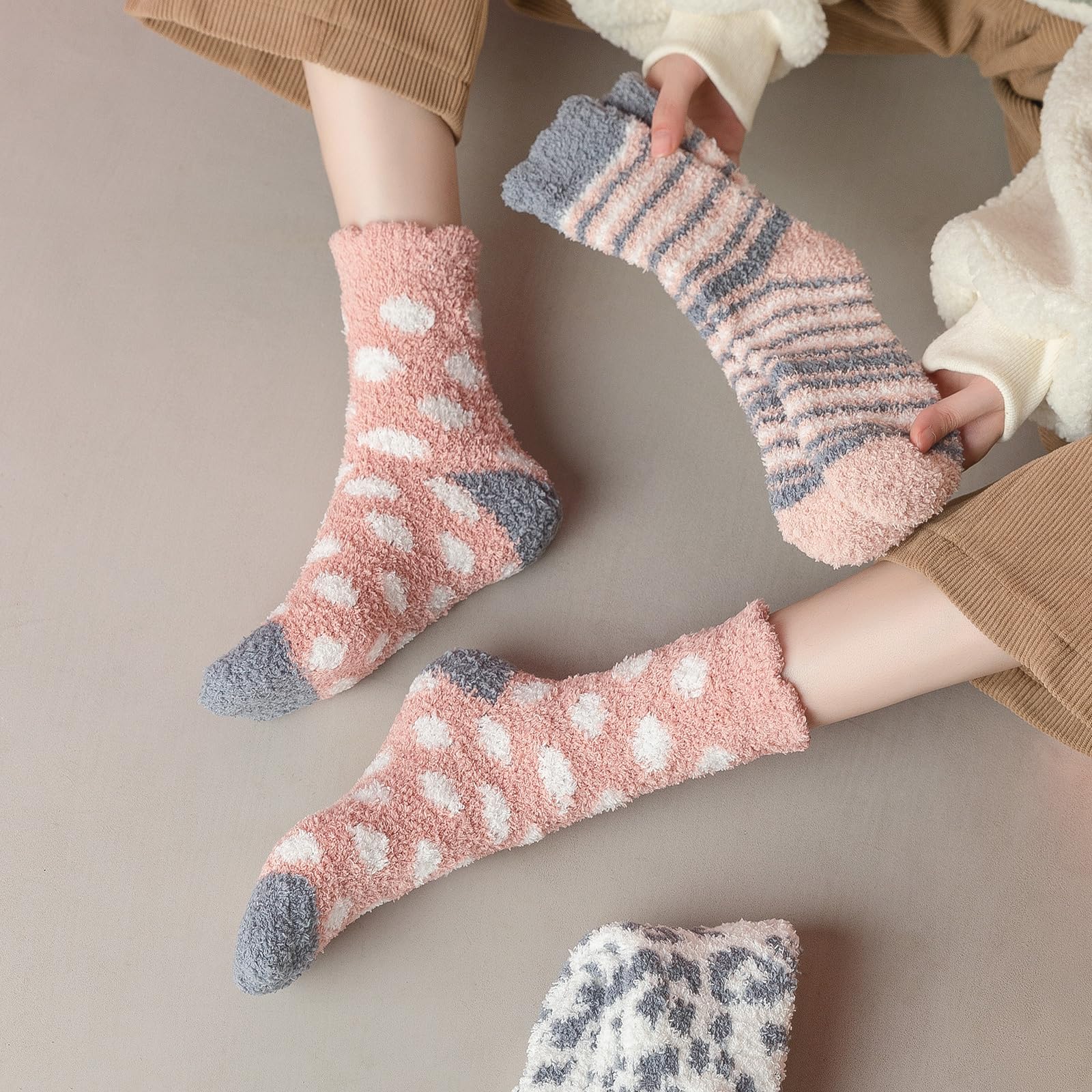 Women's Fuzzy Slipper Socks - Ultra Soft Fluffy Warm Cozy Winter Socks for Indoor & Outdoor Use - Perfect for Home, Office, Yoga and Cold Weather Comfort
