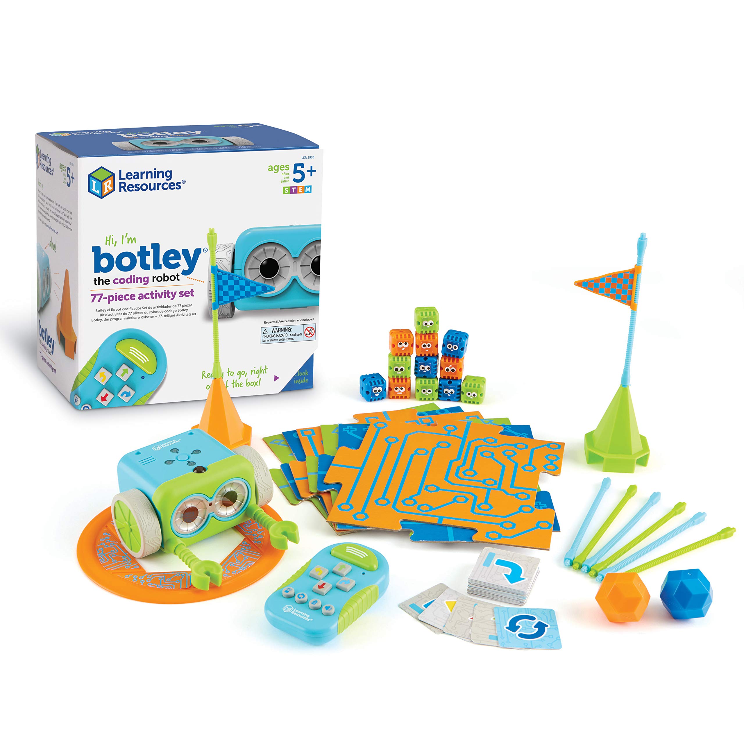 Learning Resources Botley The Coding Robot Activity Set - 77 Pieces, STEM Educational Toy for Kids Ages 5+, Screen-Free Programming Robot for Beginners, Fun Coding Games for Children | Perfect for Homeschooling & Classroom STEM Activities