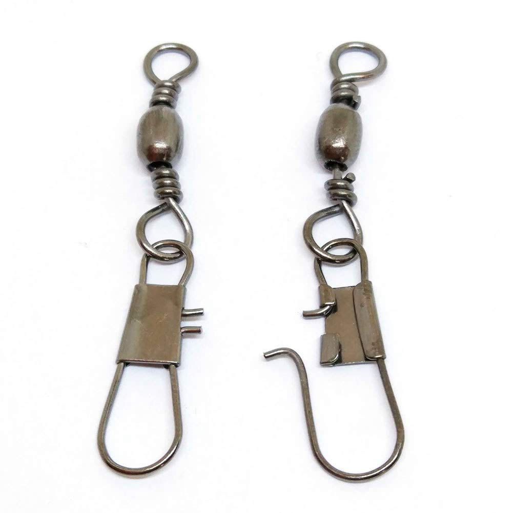 25/50/100 PCS Stainless Steel Fishing Barrel Swivels with Interlock Snap - Corrosion Resistant Saltwater & Freshwater Fishing Gear - Perfect for Bass, Trout, and Carp Fishing