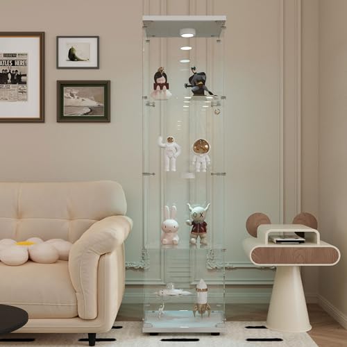 White 1 Doors 4 Shelves With Light-1
