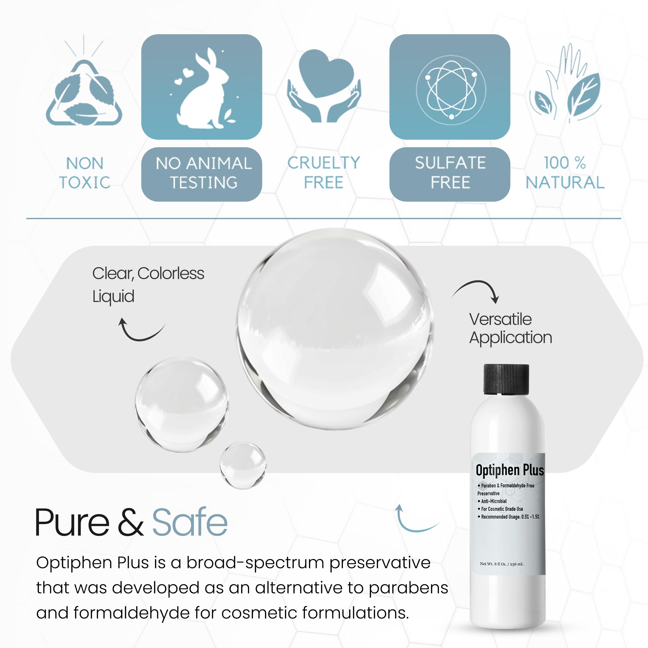 Optiphen Plus Natural Preservative for Cosmetics – 8 oz (236 mL) | DIY Lotion, Serum & Skincare Preservative | Vegan, Paraben-Free | Extends Shelf Life for Homemade Beauty Products
