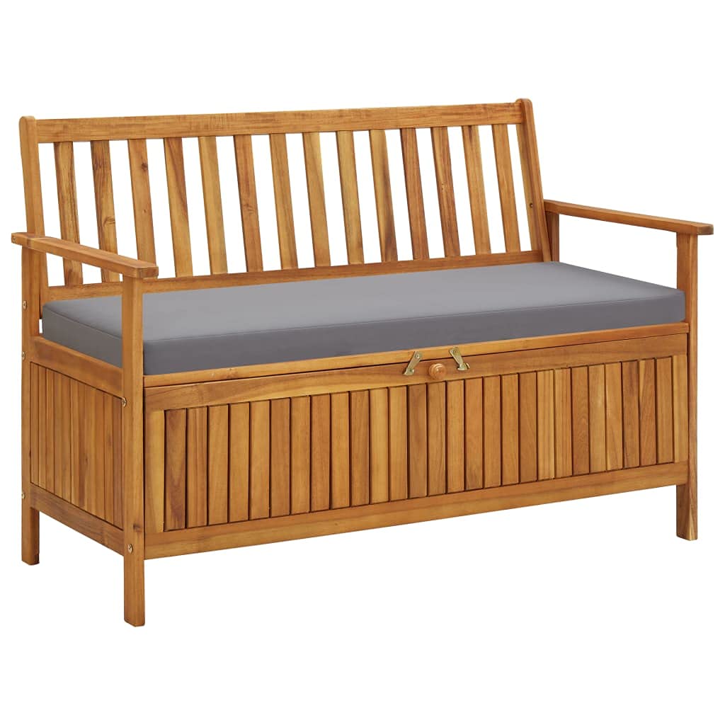 **Outdoor Garden Storage Bench with Cushion - 47.2