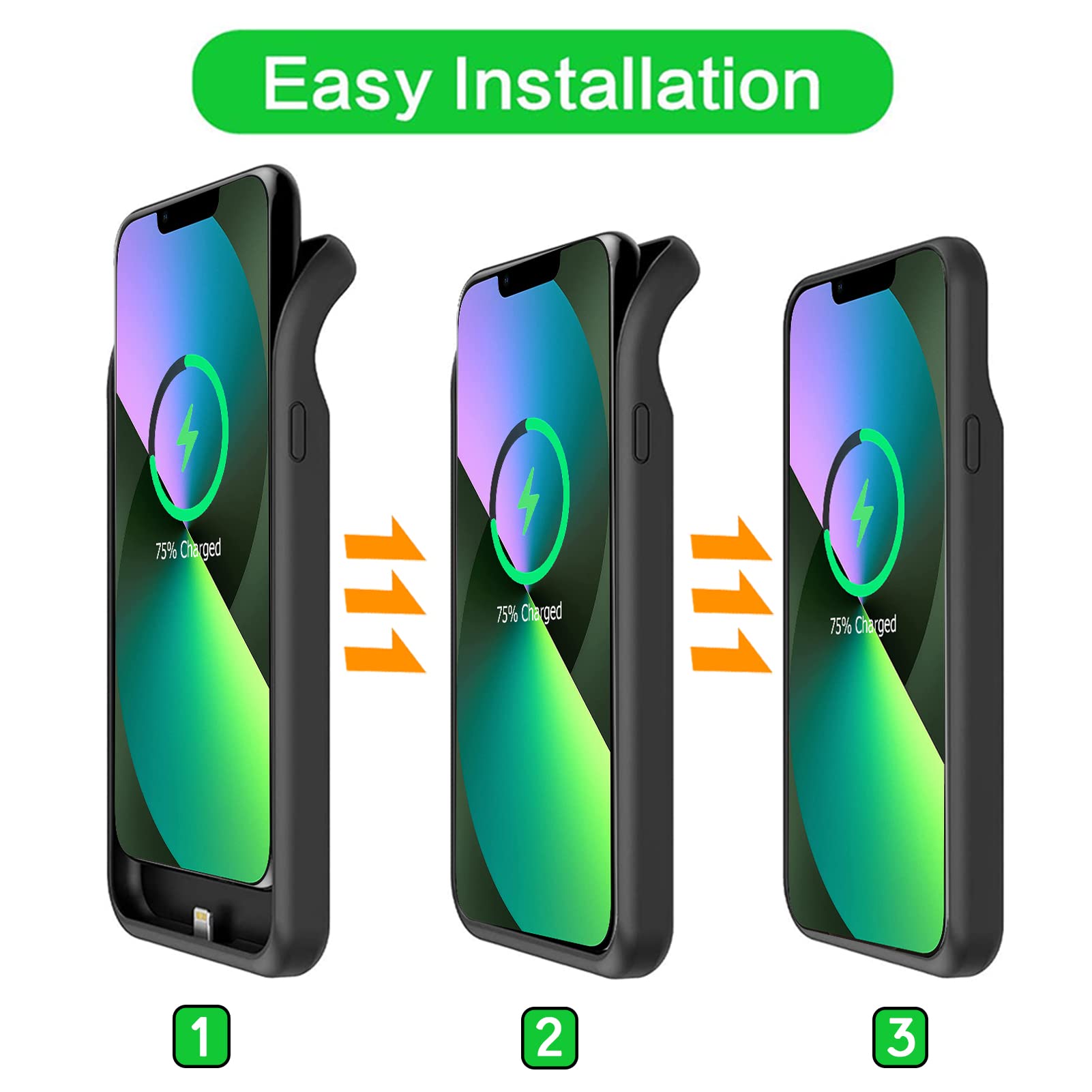 10000mAh Battery Case for iPhone 13 - Rechargeable Charging Case with Wireless Charging & CarPlay Support | External Power Bank for iPhone 13 (6.1 inch) | Perfect for Travel, Work & Emergency Charging (Black)