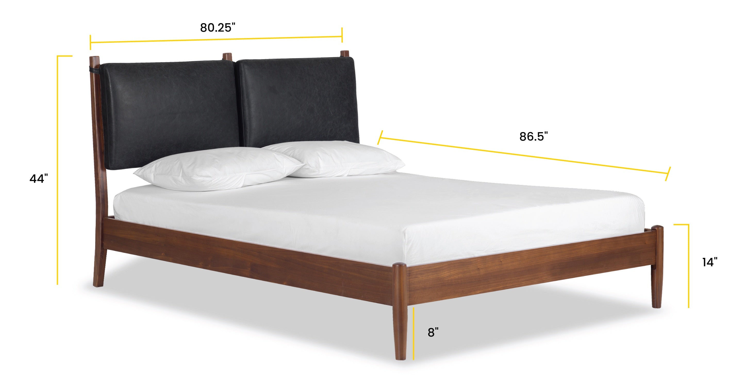 Luxury Truro Bed Frame with Premium Leather Cushions - Queen Size Modern Platform Bed for Master Bedroom, Guest Room & Home Decor