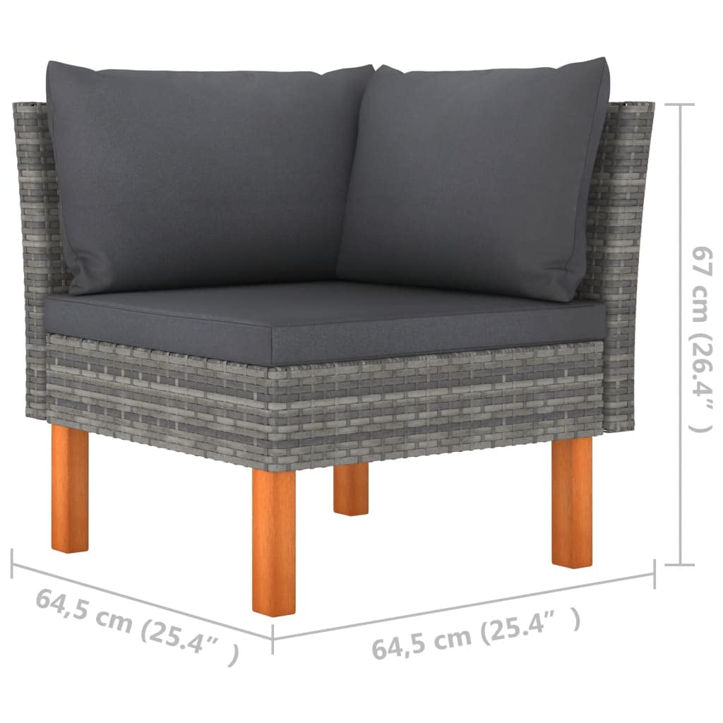 Premium 10-Piece Outdoor Patio Lounge Set with PE Rattan & Eucalyptus Wood - Weather-Resistant Powder-Coated Steel Frame - Includes Comfortable Washable Cushions & Footstool (Grey/Anthracite) - Perfect for Backyard, Poolside & Garden Relaxation
