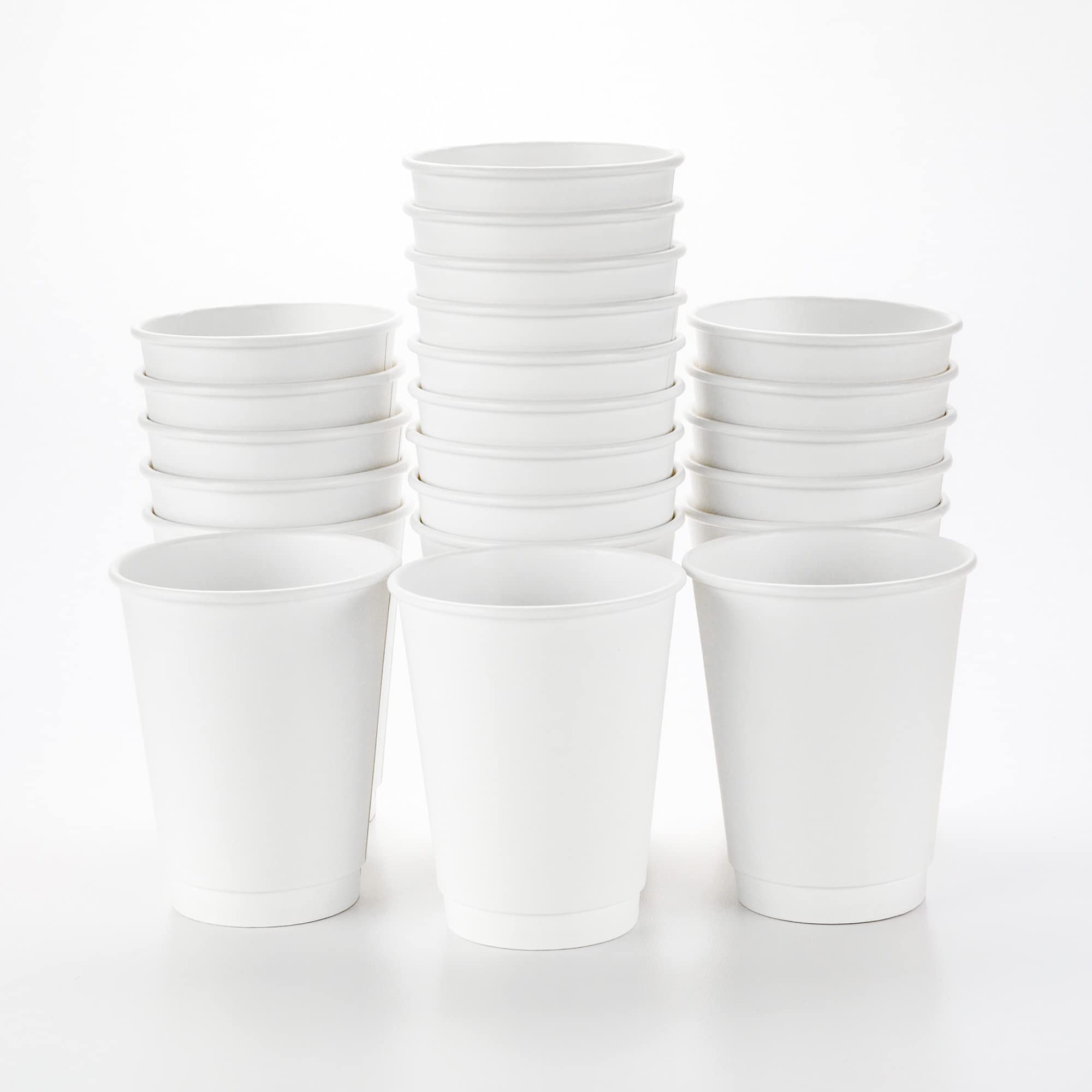 Restaurantware 12oz Disposable Coffee Cups - 500 Pack Double Wall Insulated Hot Cups for Coffee, Tea & Hot Chocolate | White Rippled Paper Cups (Lids Sold Separately) | Perfect for Cafes, Offices & Catering Events
