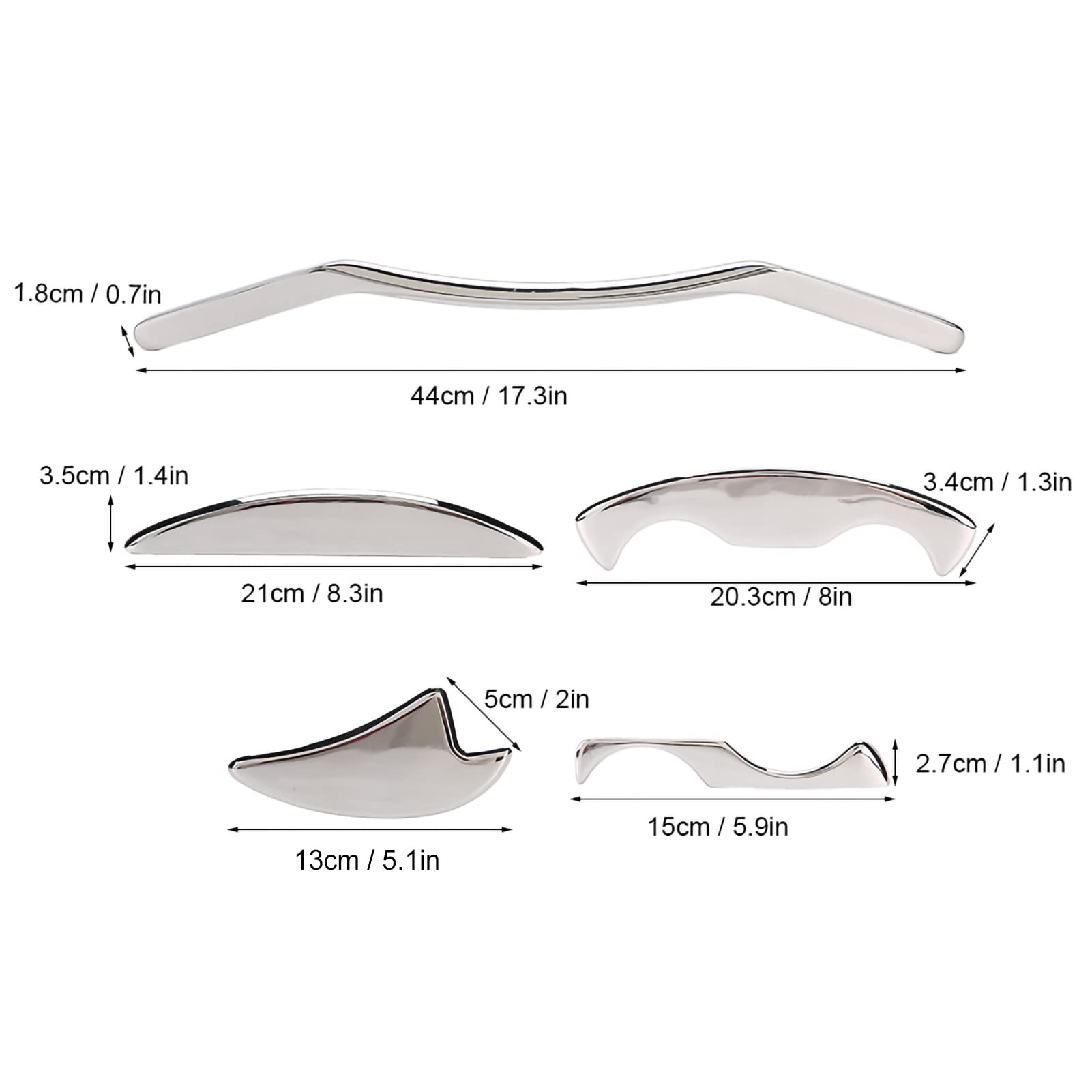 5-Piece Stainless Steel Gua Sha Scraper Set - Full Body & Facial Massage Tool for Pain Relief & Relaxation - Perfect for Self-Care, Spa Days & Wellness Routines
