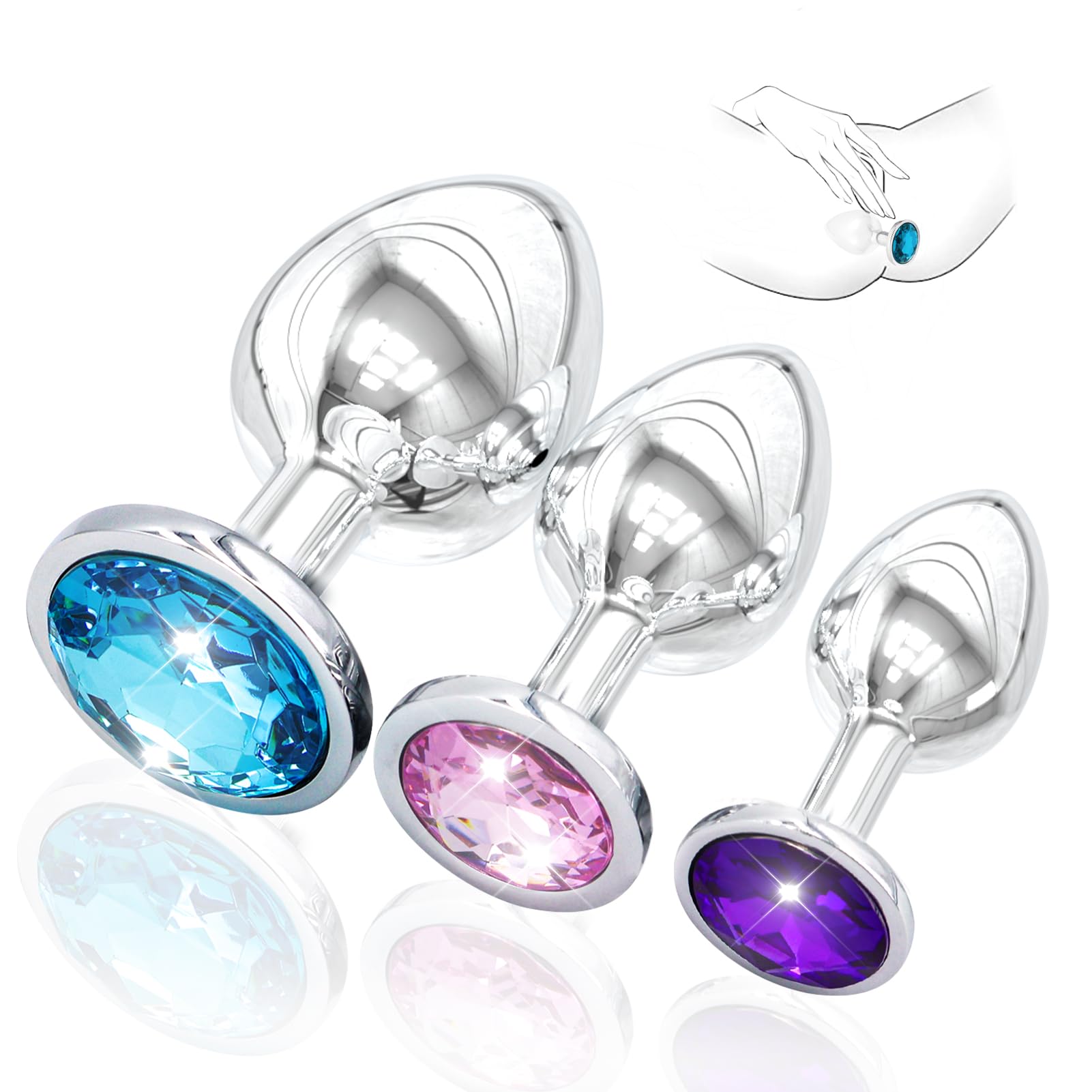 Premium 3-Piece Stainless Steel Anal Plug Training Kit - Comfortable Butt Plug Set for Couples, Men & Women | Portable Adult Toy for Anal Relaxation & Exercise | Perfect for Beginners, Sensual Play & Intimate Training