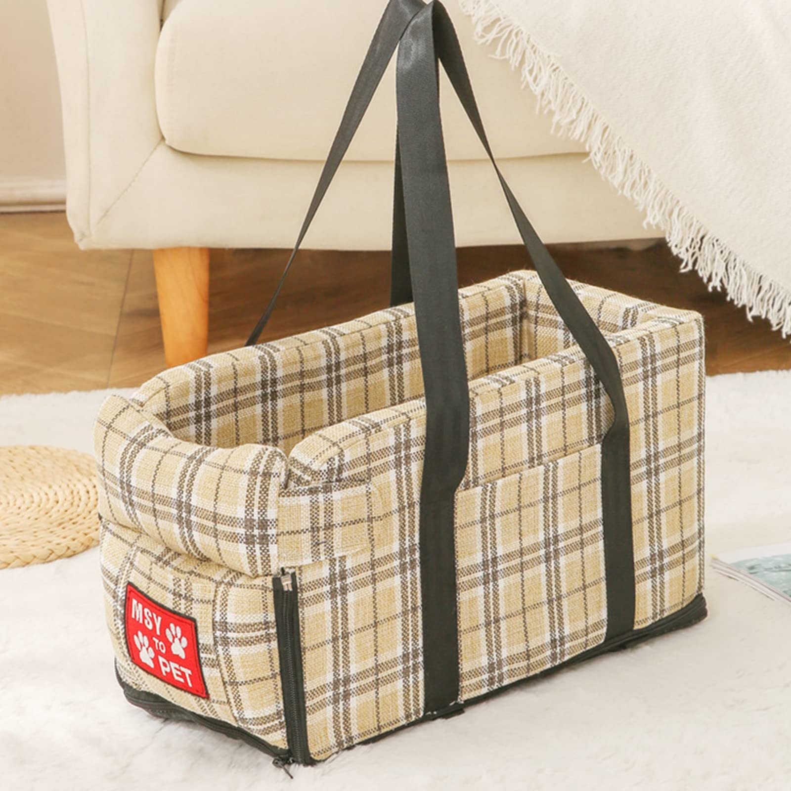 Non-Slip Dog Car Seat & Travel Carrier for Small Dogs & Cats - Pet Booster Seat with Armrest Console, Portable Pet Bed & Basket for Car Front Seats - Perfect for Road Trips, Daily Commutes & Vet Visits
