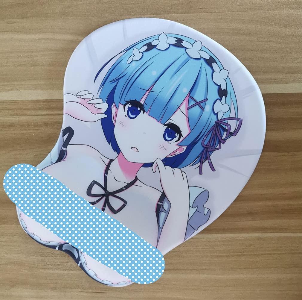 Re:Zero Rem Anime 3D Gaming Mouse Pad with Ergonomic Gel Wrist Rest - Non-Slip Silicone Mouse Mat for PC, Laptop, Office & Gaming Setup - Perfect for Anime Fans, Gamers & Computer Users