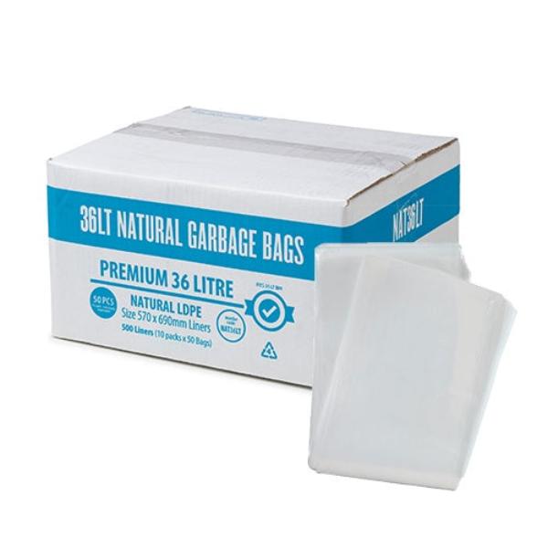 Premium Clear 36Lt Trash Bags - Heavy Duty Garbage Bags for Kitchen, Bathroom & Office Waste Disposal - Leak Proof & Odor Control