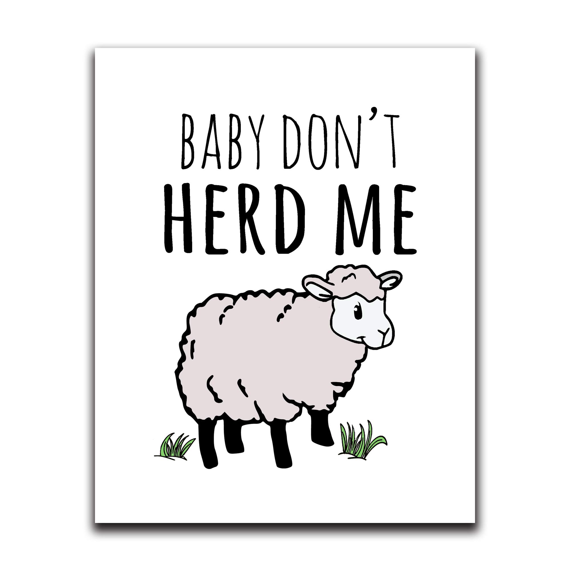 Moonlight Makers Funny Wall Decor with Sayings - 'Baby Don't Herd Me' Humorous Wall Art for Bedroom, Bathroom, Kitchen, Office & Living Room - Perfect for Apartments & Dorm Rooms (8x10 Inches) - Great Gift Idea for Housewarming & Home Decor Enthusiasts