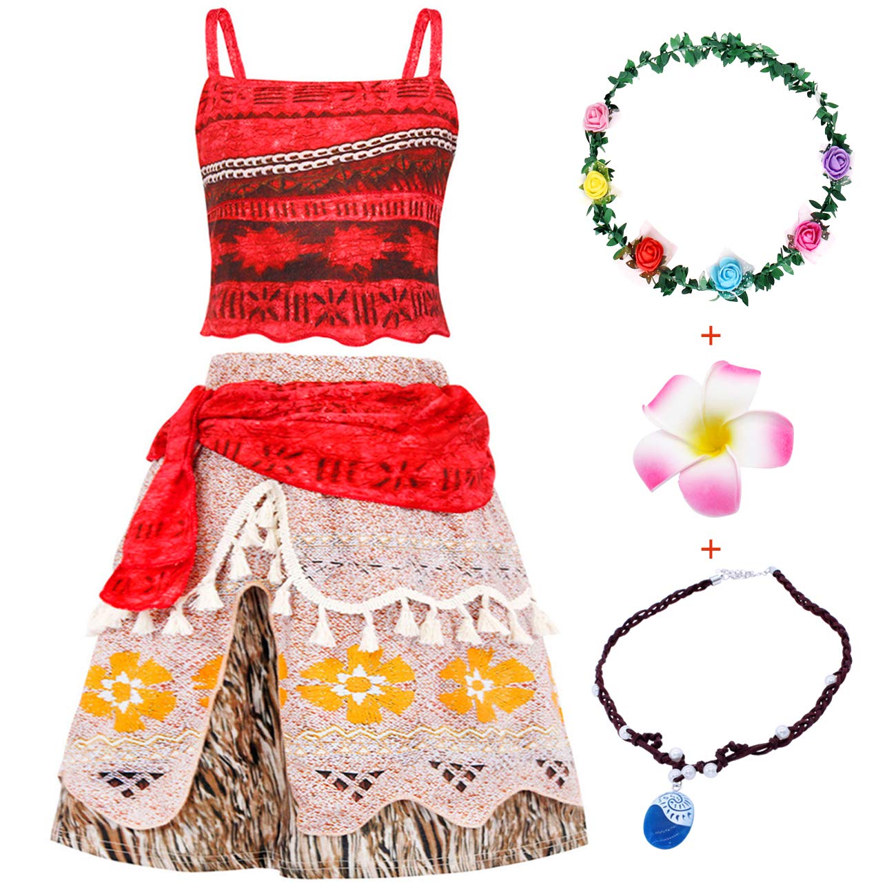 COTRIO Girls Ocean Adventure Princess Dress Up Costume Set with Necklace - Halloween, Birthday Party, Dress Up Play - Perfect for Themed Parties, Role Play & Fantasy Adventures